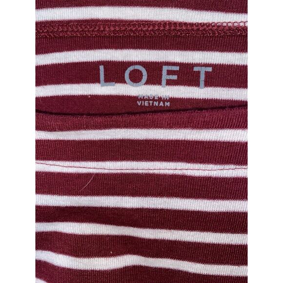 Loft Red Stripe Long Sleeve Tee With Decorative Red Buttons size Large - Picture 3 of 6